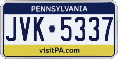 PA license plate JVK5337