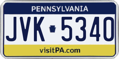 PA license plate JVK5340