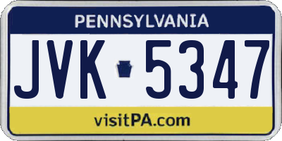 PA license plate JVK5347