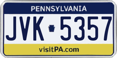 PA license plate JVK5357