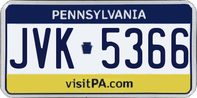 PA license plate JVK5366