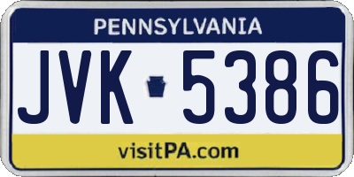 PA license plate JVK5386