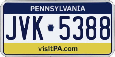 PA license plate JVK5388