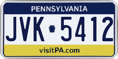 PA license plate JVK5412