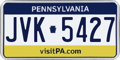 PA license plate JVK5427