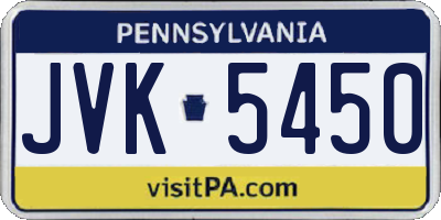 PA license plate JVK5450