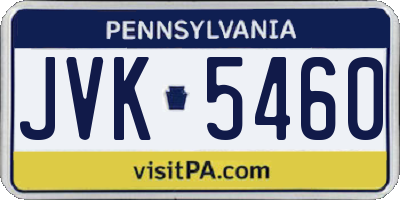 PA license plate JVK5460