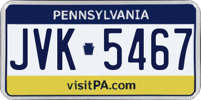 PA license plate JVK5467