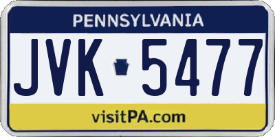 PA license plate JVK5477