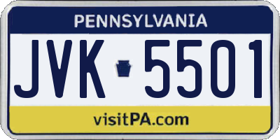 PA license plate JVK5501