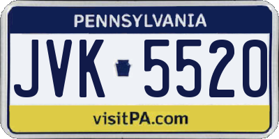 PA license plate JVK5520