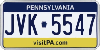 PA license plate JVK5547