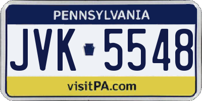 PA license plate JVK5548