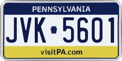PA license plate JVK5601
