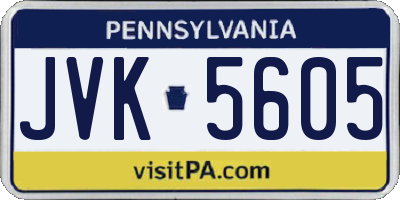 PA license plate JVK5605