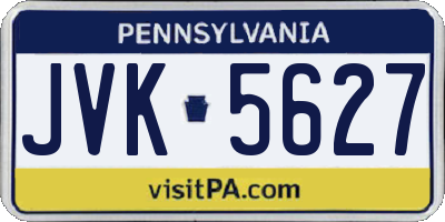 PA license plate JVK5627