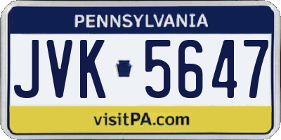 PA license plate JVK5647