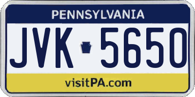 PA license plate JVK5650