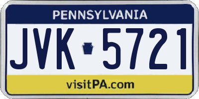 PA license plate JVK5721