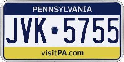 PA license plate JVK5755