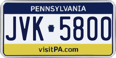 PA license plate JVK5800