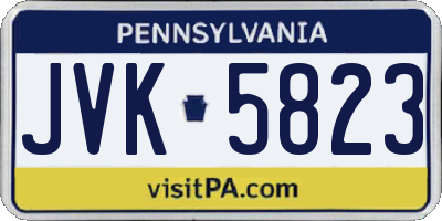 PA license plate JVK5823
