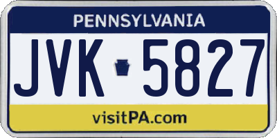 PA license plate JVK5827