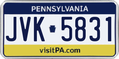 PA license plate JVK5831