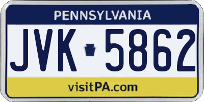 PA license plate JVK5862