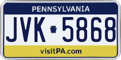 PA license plate JVK5868