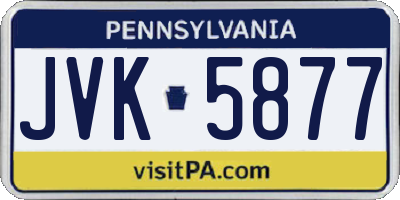 PA license plate JVK5877