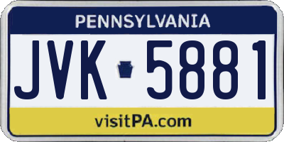 PA license plate JVK5881