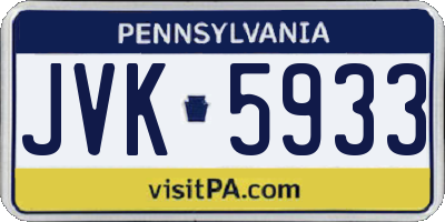 PA license plate JVK5933