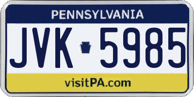 PA license plate JVK5985