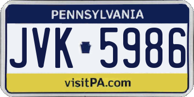 PA license plate JVK5986