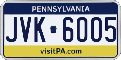 PA license plate JVK6005