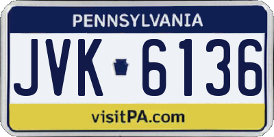 PA license plate JVK6136
