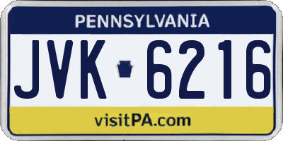 PA license plate JVK6216