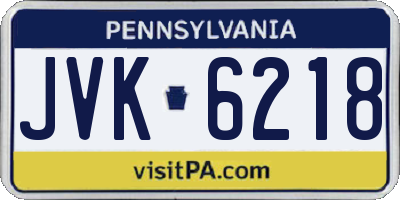 PA license plate JVK6218