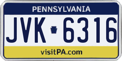 PA license plate JVK6316