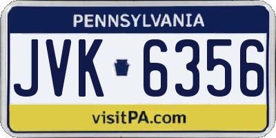 PA license plate JVK6356