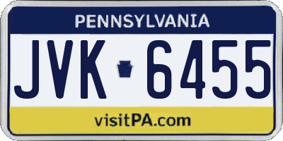 PA license plate JVK6455