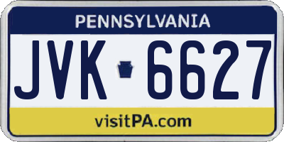PA license plate JVK6627