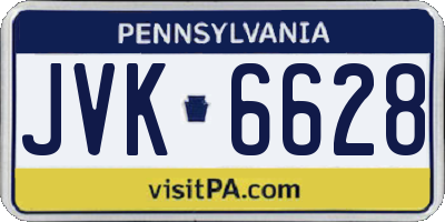 PA license plate JVK6628