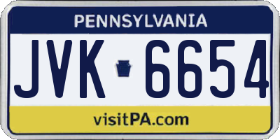 PA license plate JVK6654
