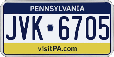 PA license plate JVK6705