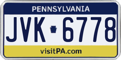 PA license plate JVK6778
