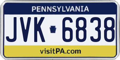 PA license plate JVK6838
