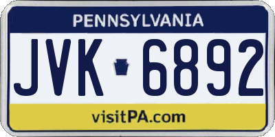PA license plate JVK6892