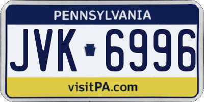 PA license plate JVK6996